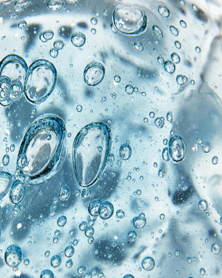 Close-up of a blue gel hyaluronic acid